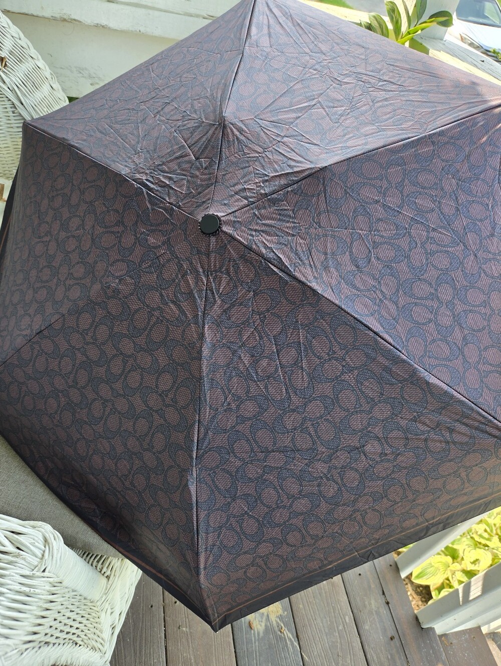 Coach Umbrella In Signature C Brown Walnut Color - Picture 2 of 4